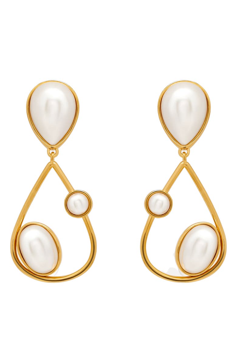 Oscar de la Renta Faux Pearl Clip-On Drop Earrings, Main, color, Pearl