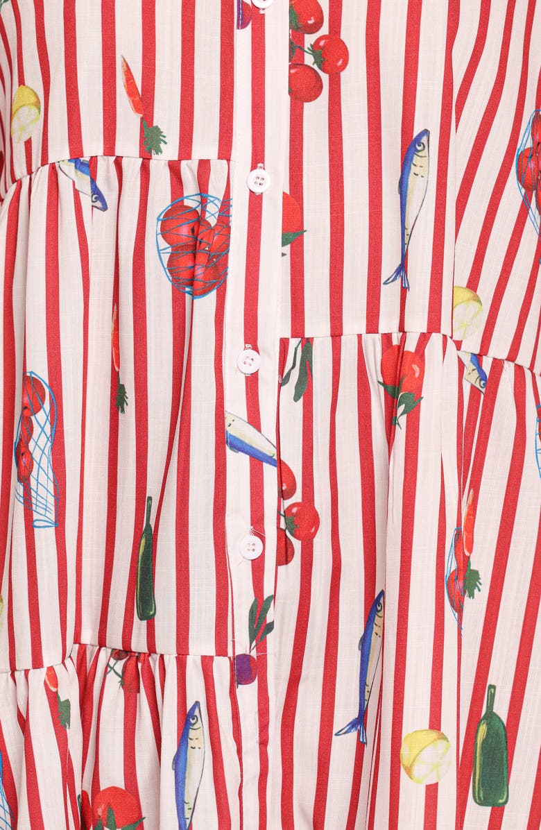 Petal & Pup Peachy Tiered Shirtdress, Alternate, color, Red Picnic Stripe