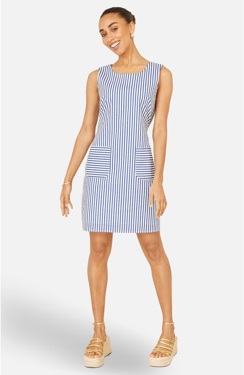 Yumi Stripe Cotton Shift Dress, Alternate, color, Blue