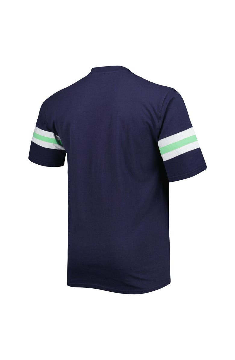 PROFILE Men's College Navy Seattle Seahawks Big & Tall Arm Stripe T-Shirt, Alternate, color,