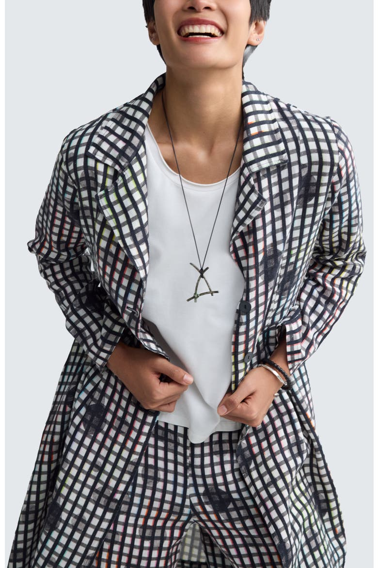 Ismera Neon Print Linen Long Jacket, Alternate, color, Neon Black