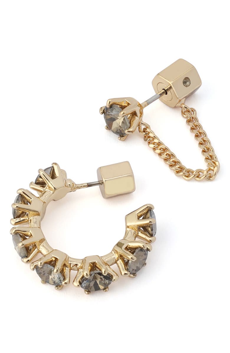 AllSaints Crystal Mismatched Hoop and Drop Earrings, Alternate, color, Gold/ Black Diamond