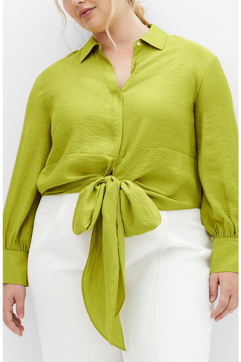 Winnie Tie Front Shirt, Alternate, color, GREEN