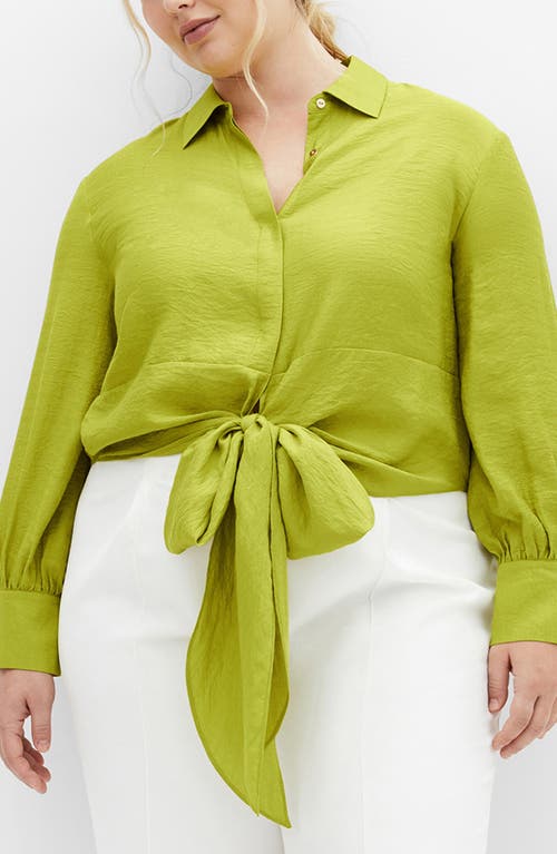 City Chic Winnie Tie Front Shirt In Green