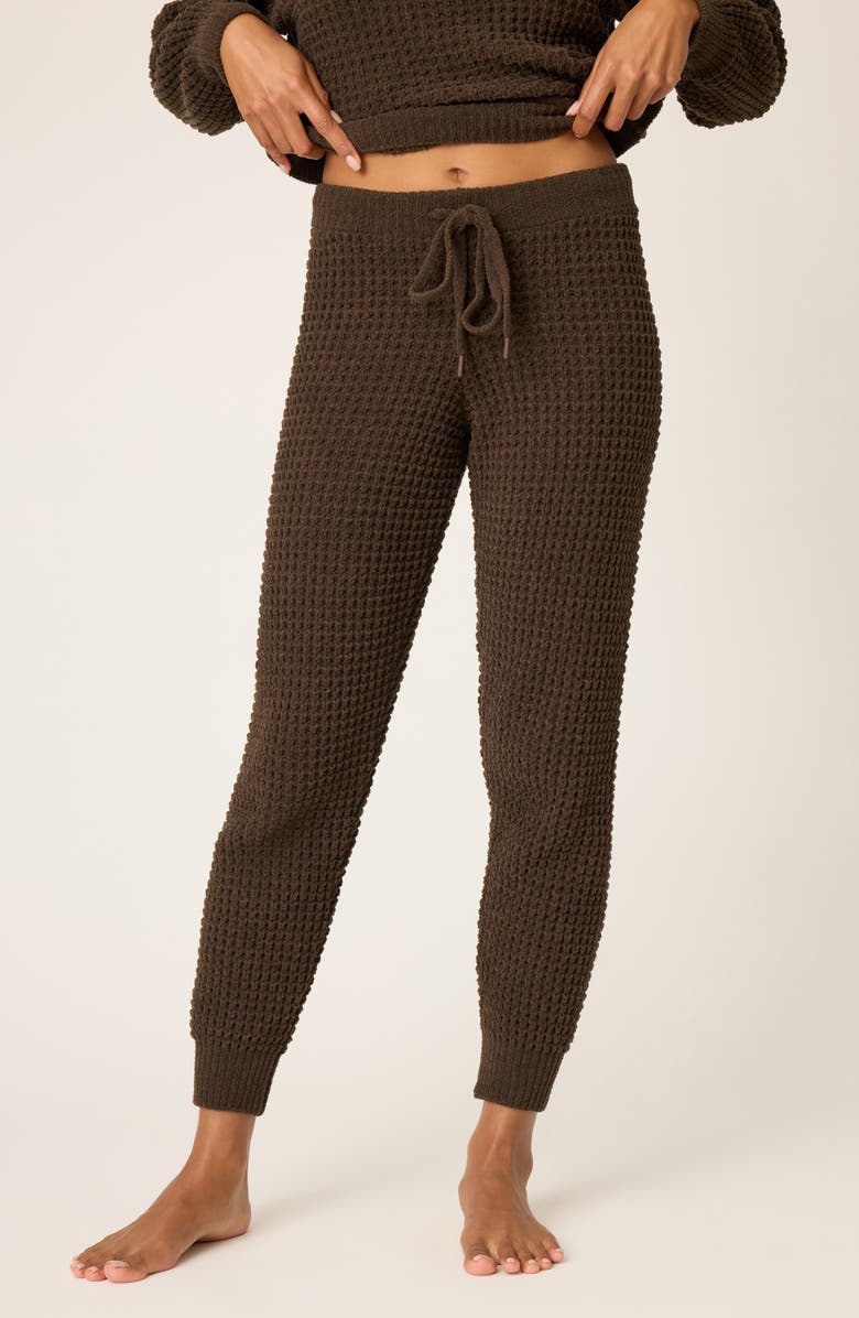 PJ Salvage Chenille Waffle Knit Lounge Pants, Main, color, Chocolate