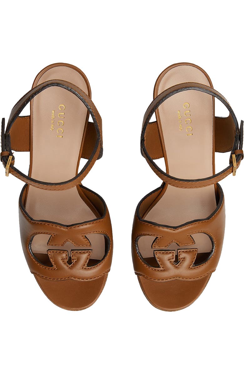 Gucci Interlocking G Cutout Platform Sandal, Alternate, color, Cuir