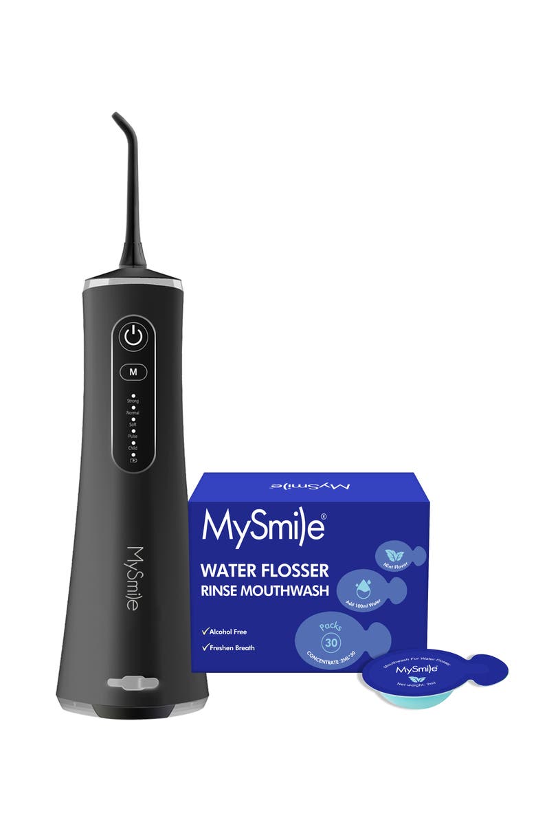 MySmile LP211 Water Flosser with 30 Mouthwash Pods Bundle, Main, color, Black