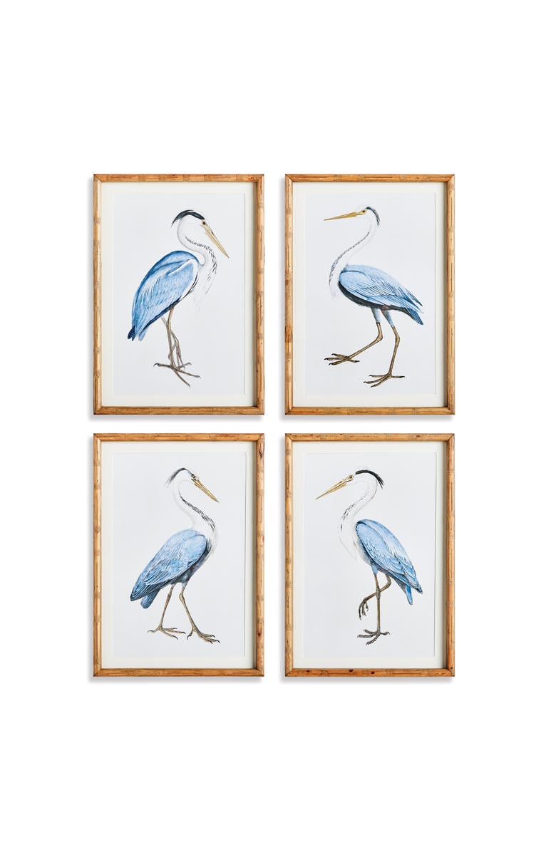 Napa Home & Garden Elegant Blue Heron Framed Wall Art Set of 4, Main, color, 