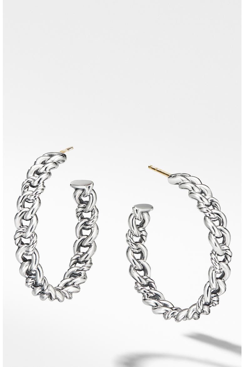 Belmont Chain Hoop Earrings, Main, color, SILVER