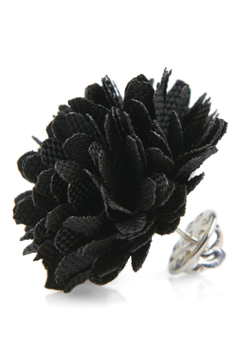 Men's Floral Lapel Pin, Alternate, color, BLACK