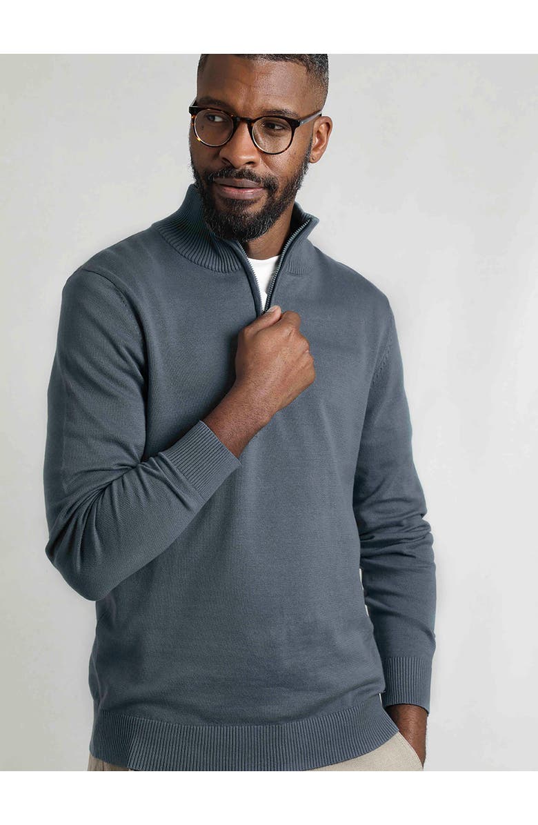 Weird Fish Baxter Fine Knit 1/4 Zip Jumper, Main, color, Blue Mirage