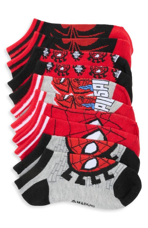 Kids' Marvel Spiderman Assorted 5-Pack Socks with Reusable Pouch (Little Kid & Big Kid)