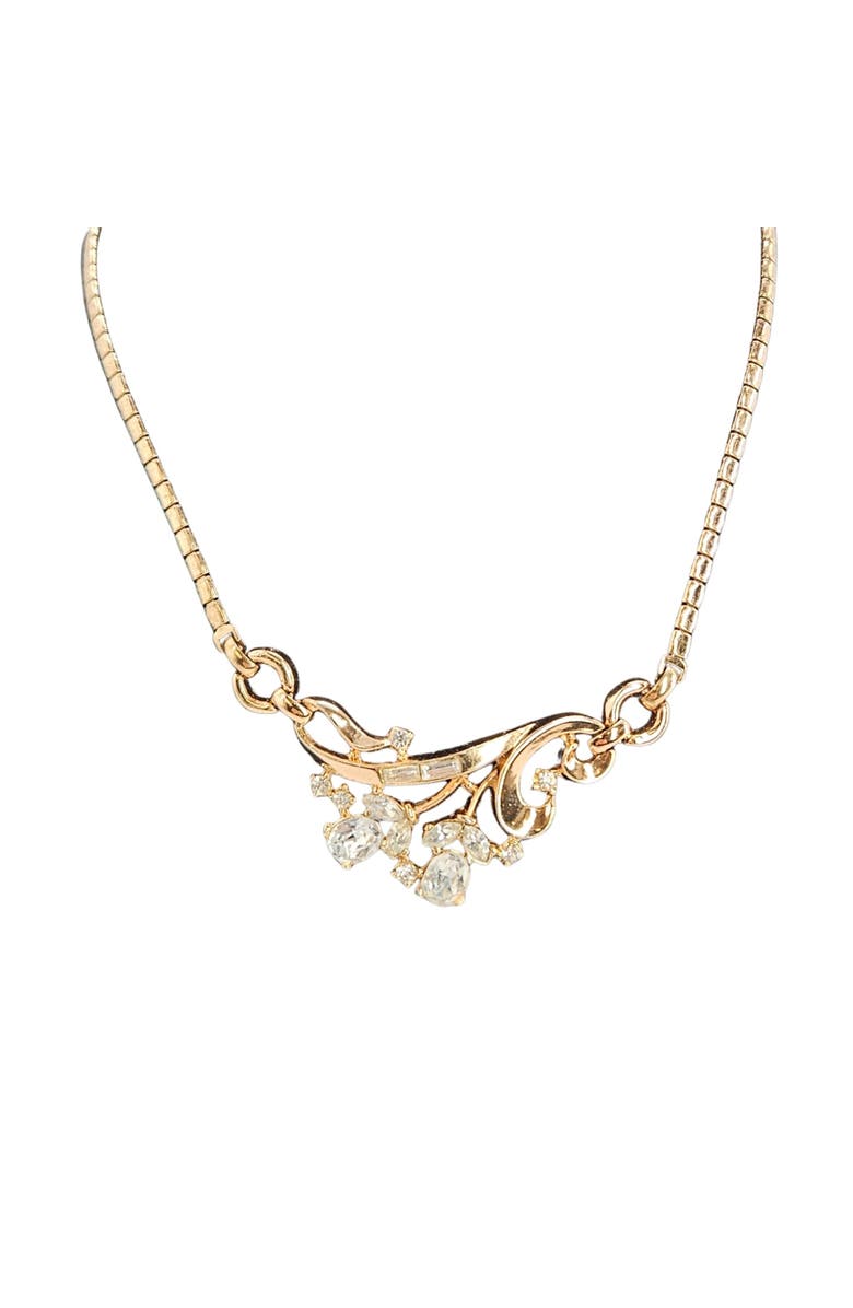 MADISON BEVERLY HILLS Vintage 1950s-1960s Rhinestone Flower Bud Necklace, Main, color,
