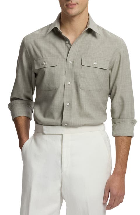 Wool Twill Button-Up Shirt