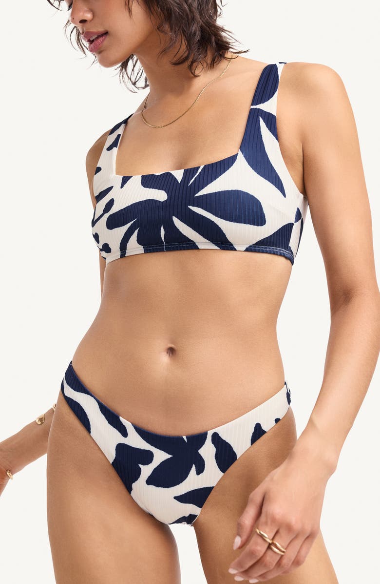 Vitamin A<sup>®</sup> Mika Rib Bralette Bikini Top, Alternate, color, Night Flower