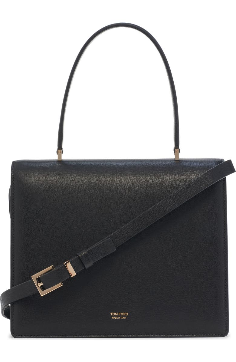 TOM FORD Small Double T Leathe Top Handle Bag, Alternate, color, Black