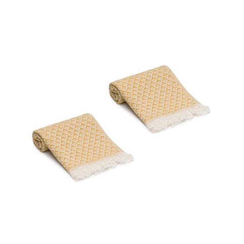 Serenity Grid Turkish Cotton Hand Towels - Set of 2