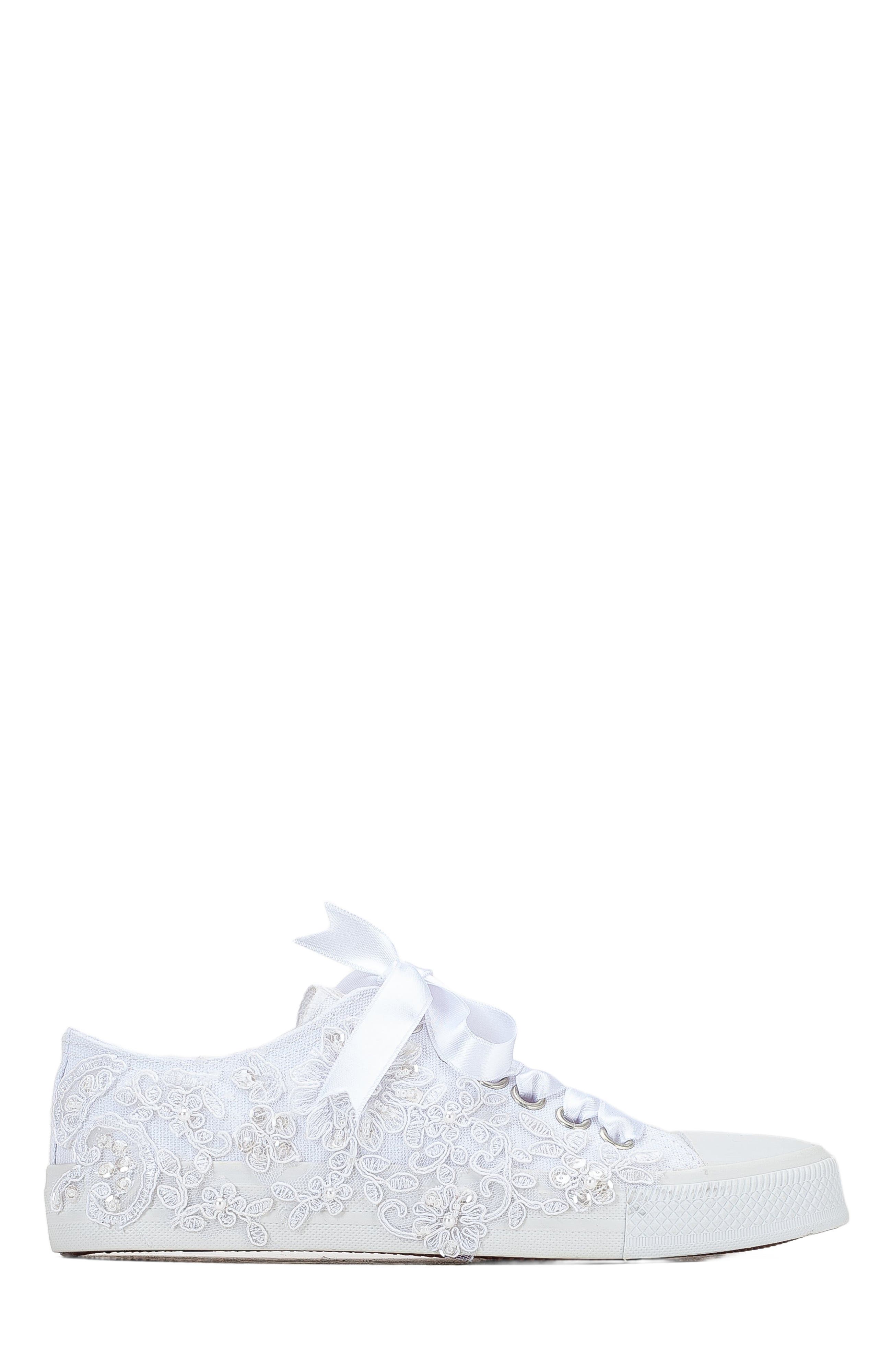 Shelby Lace White Bridal Sneakers, Main, color, White