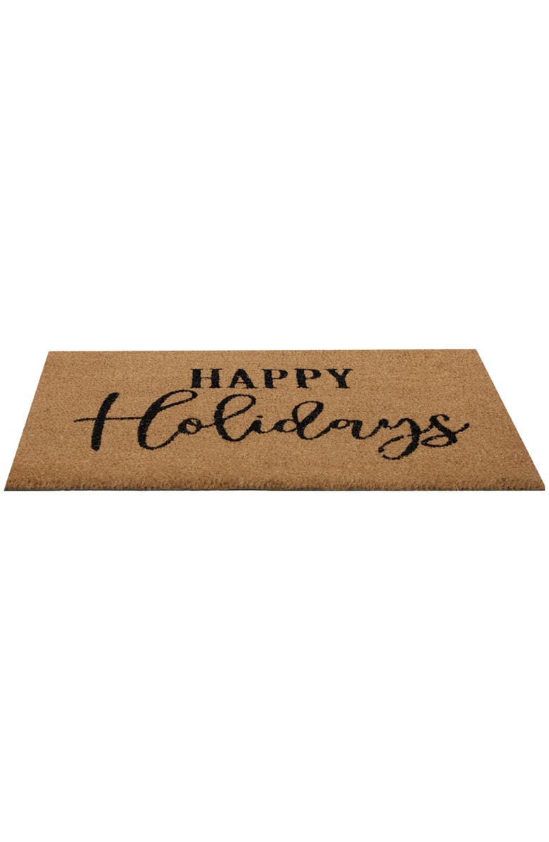 Northlight Natural Coir "Happy Holidays" Christmas Doormat 18" x 30", Alternate, color, 