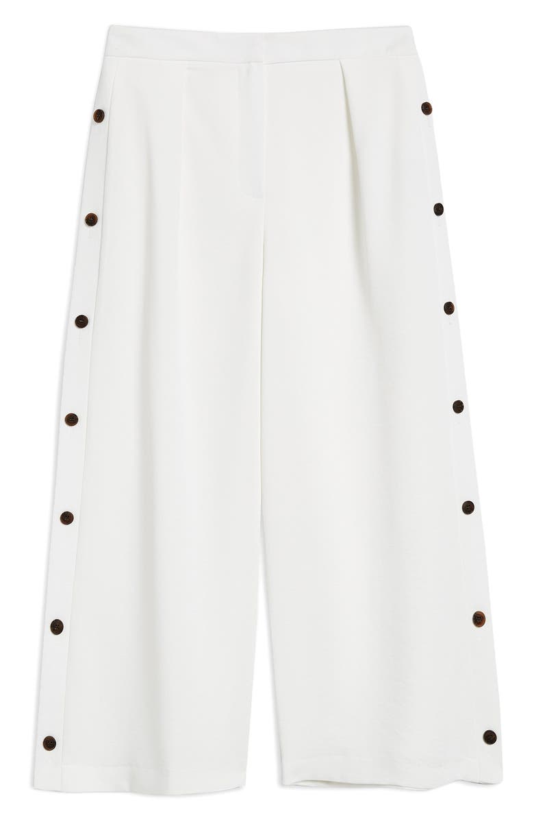 Topshop Horn Button Side Crop Wide Leg Trousers, Alternate, color, 