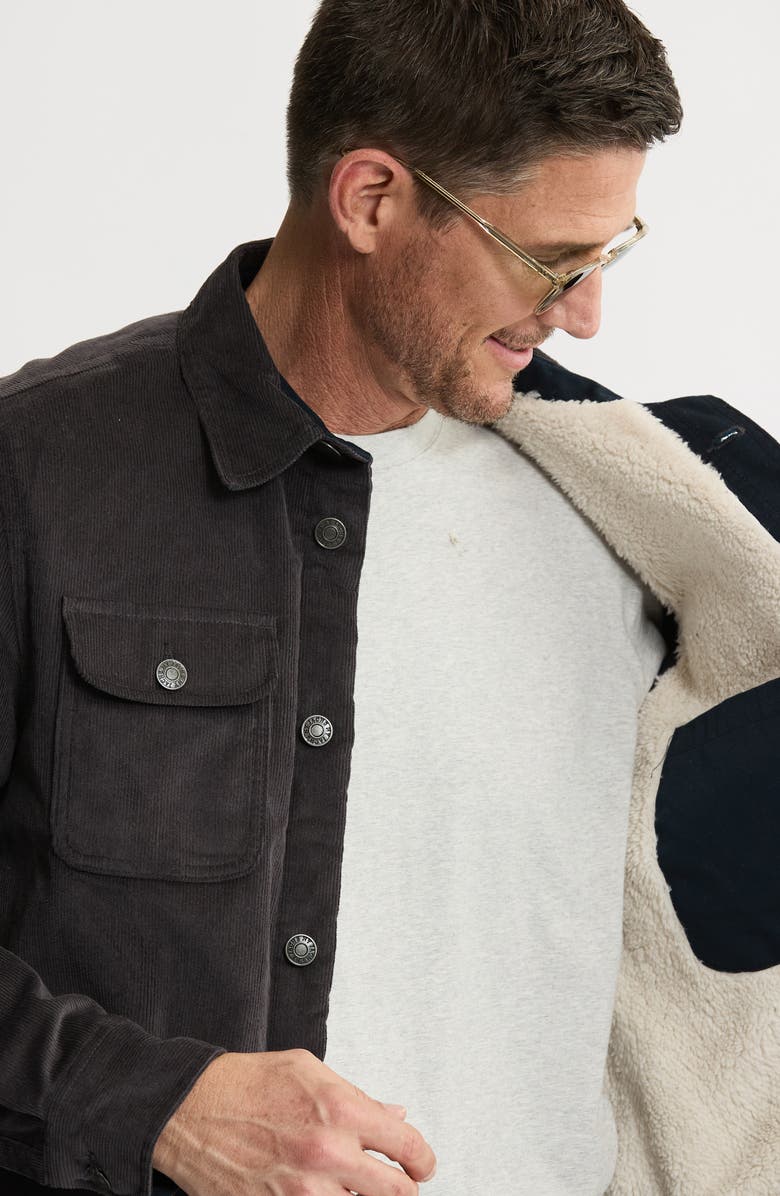 JACHS Stretch Cotton Corduroy Faux Shearling Lined Jacket, Alternate, color, Charcoal