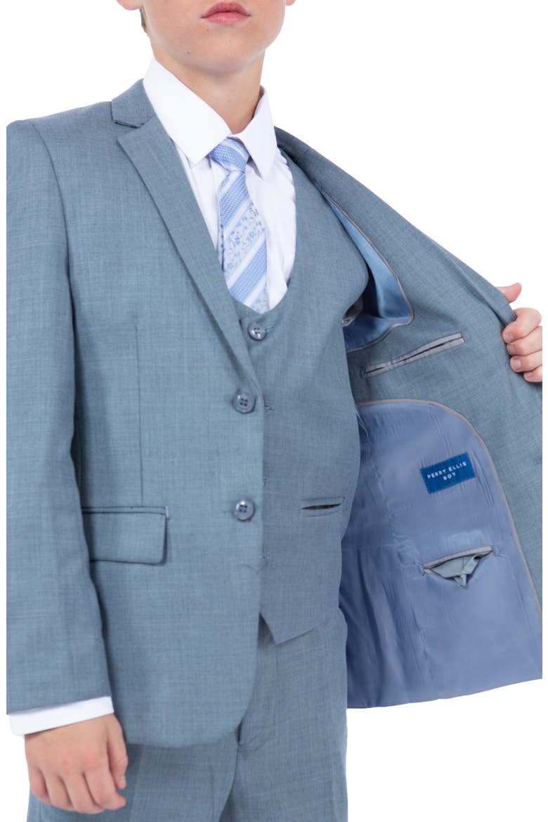 Kids' Smoke Blue Five-Piece Sharkskin Suit, Alternate, color, SMOKE BLUE