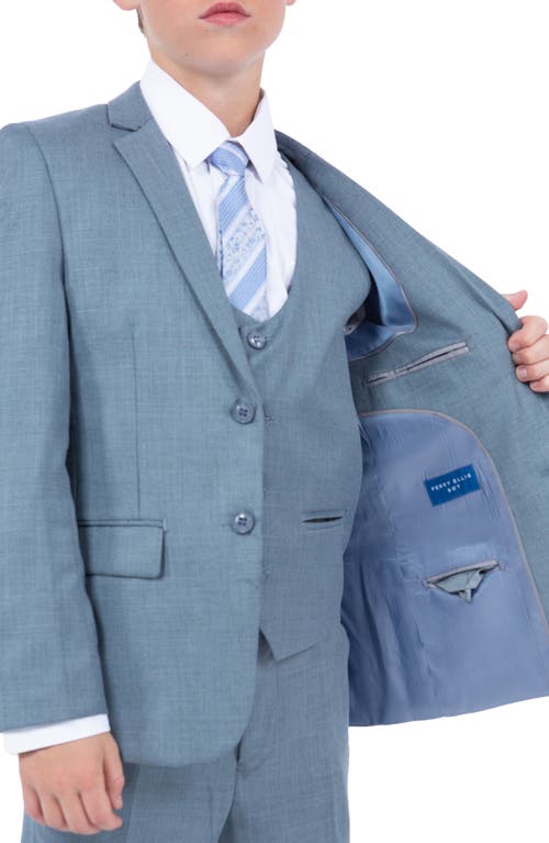 Perry Ellis Kids' Smoke Blue Five-piece Sharkskin Suit In Smoke Blue