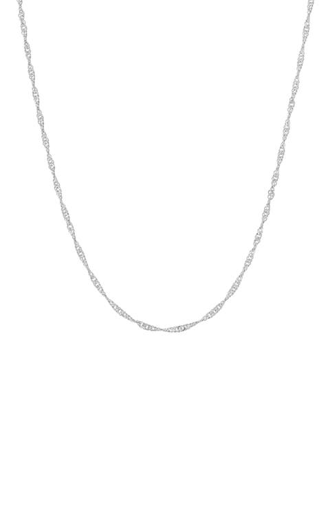 Sterling Silver Adjustable Singapore Chain Necklace