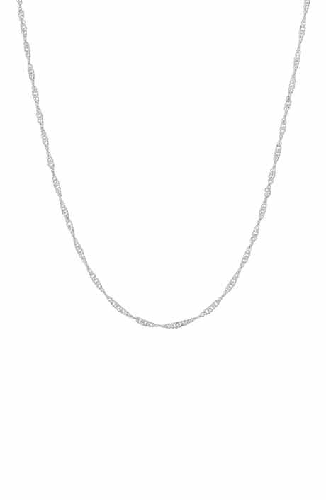 FZN Sterling Silver Adjustable Singapore Chain Necklace
