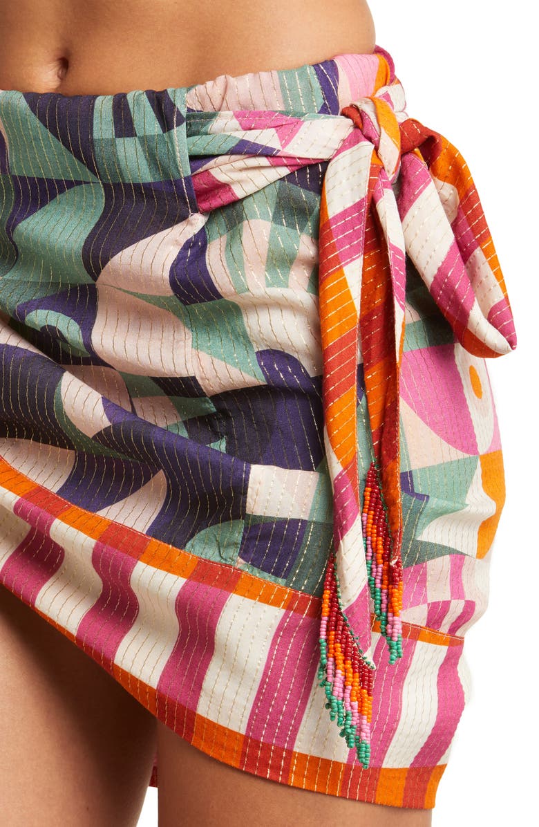 FARM Rio Graphic Toucans Metallic Cover-Up Skirt, Alternate, color,