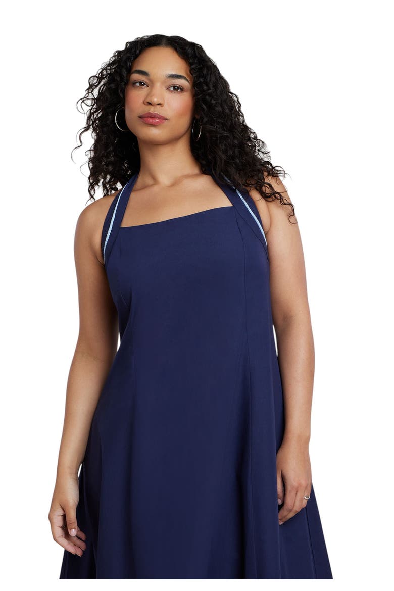 Halter Neck Poplin Midi Dress, Alternate, color, EVENING BLUE