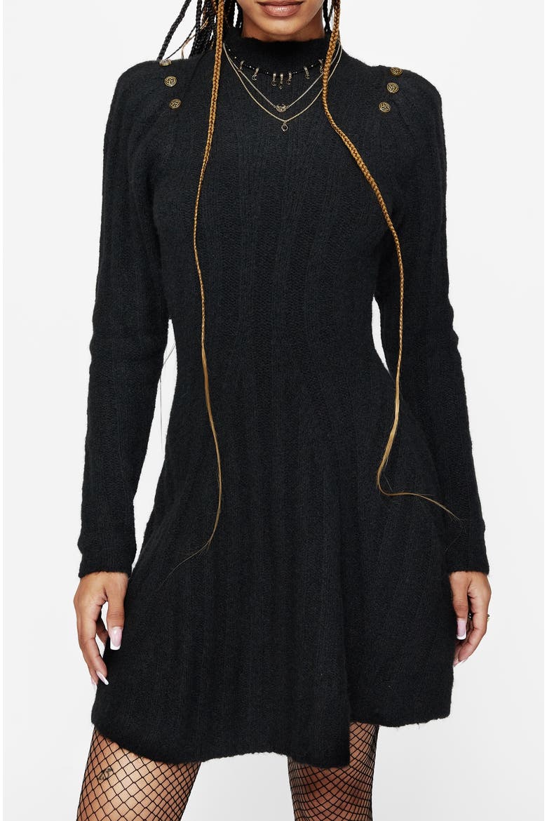 Dream Ribbed Skater Knit Dress, Main, color, Black