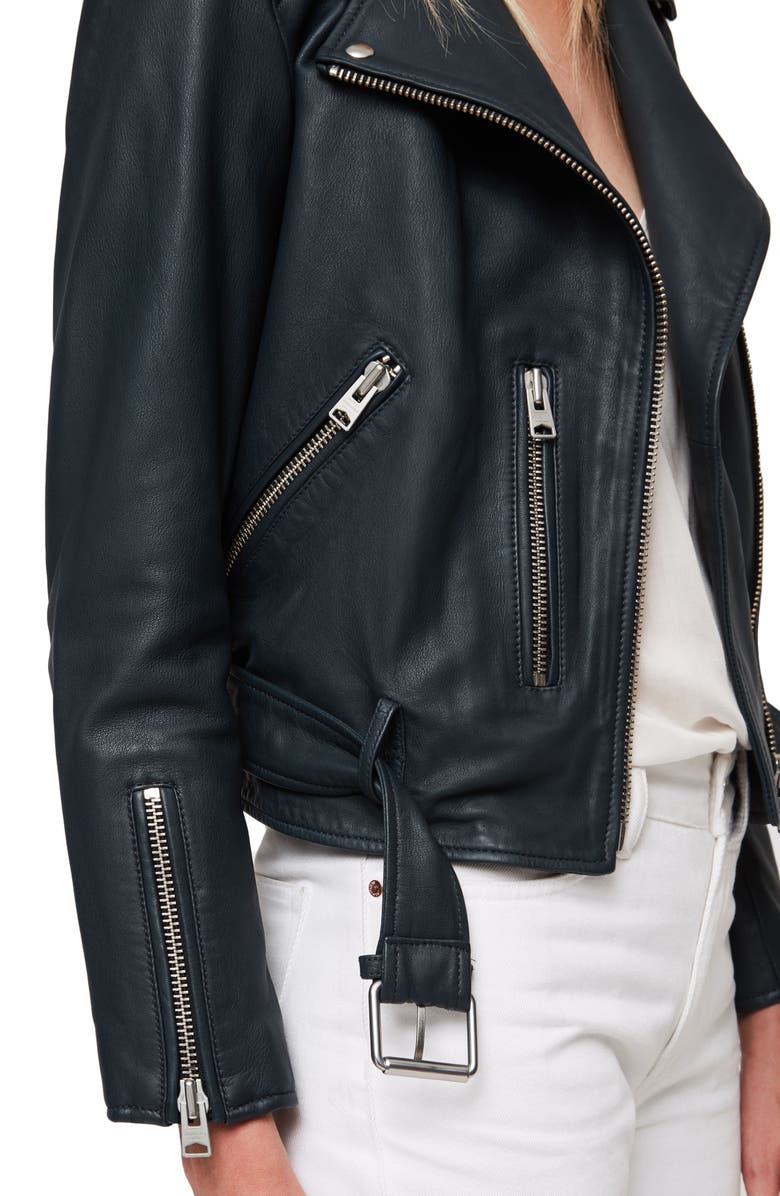 AllSaints Balfern Leather Biker Jacket, Alternate, color, 