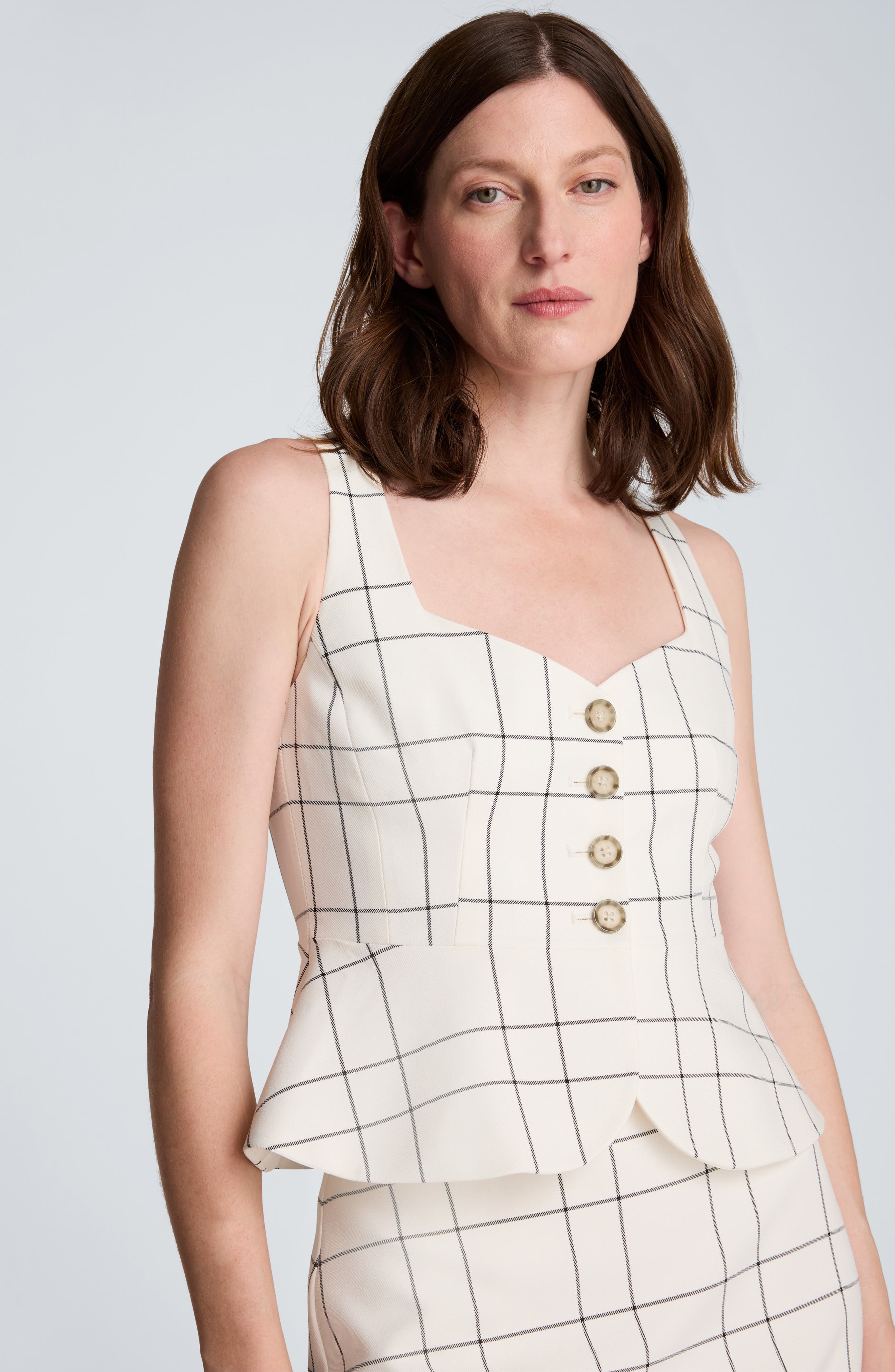 Kenneth Cole Windowpane Plaid Peplum Vest (Women) | Nordstrom