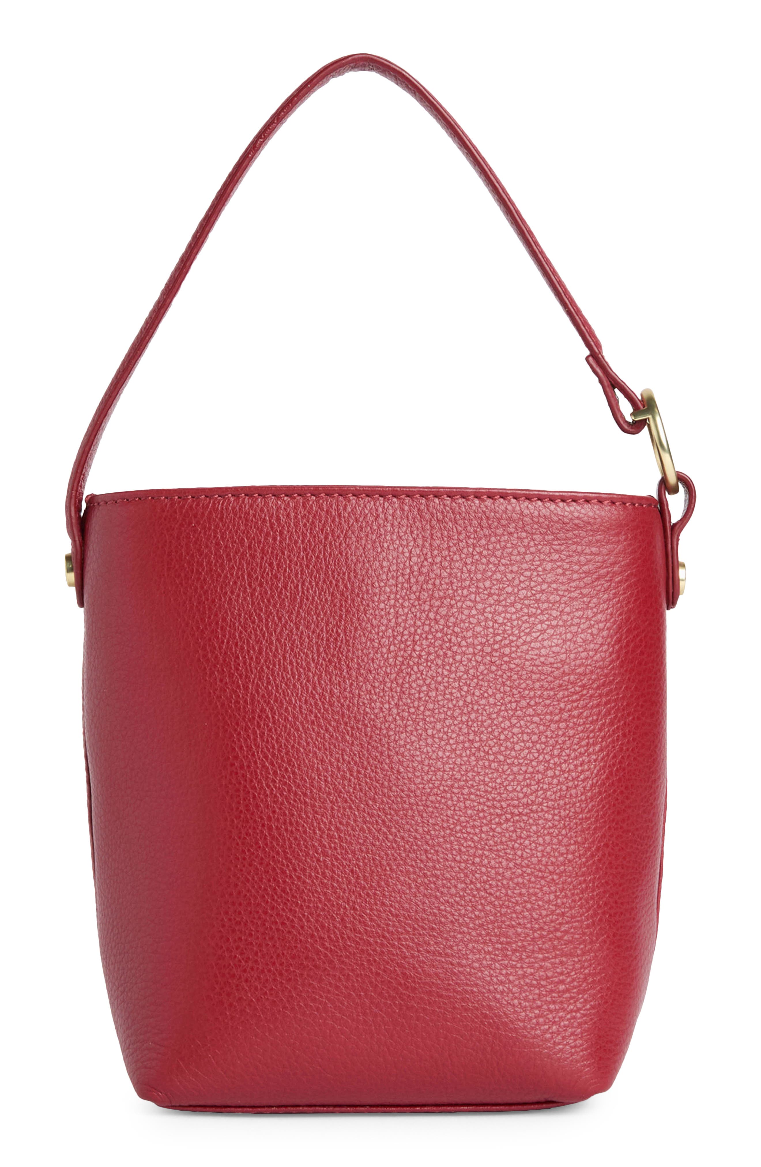 Cedar Mini Leather Bucket Bag, Alternate, color, RED