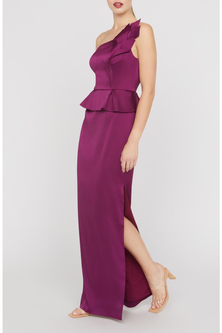 Kiara One-Shoulder Gown, Alternate, color, MULBERRY