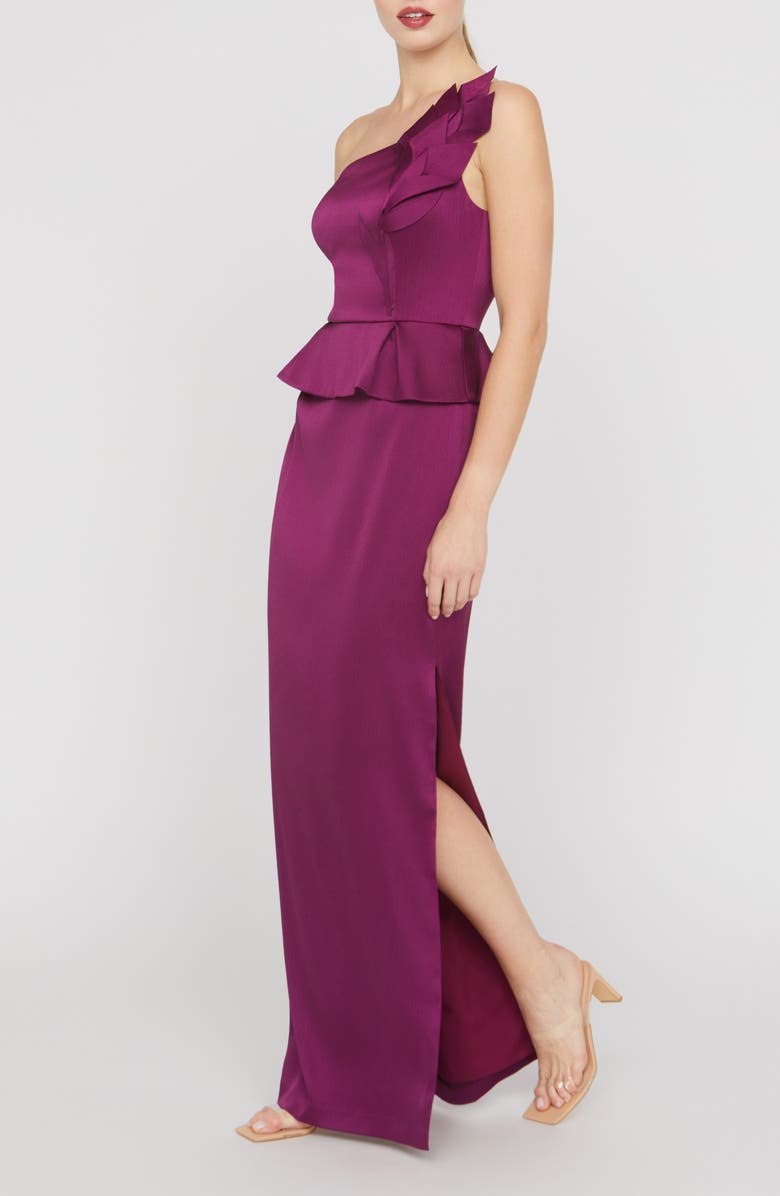 Kay Unger Kiara One-Shoulder Gown, Alternate, color, Mulberry