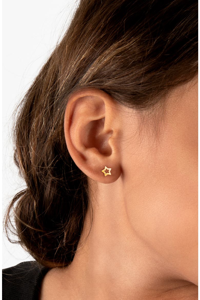 14K Gold Wish Upon a Star Studs Screw Back Earrings, Alternate, color, 14K Yellow Gold