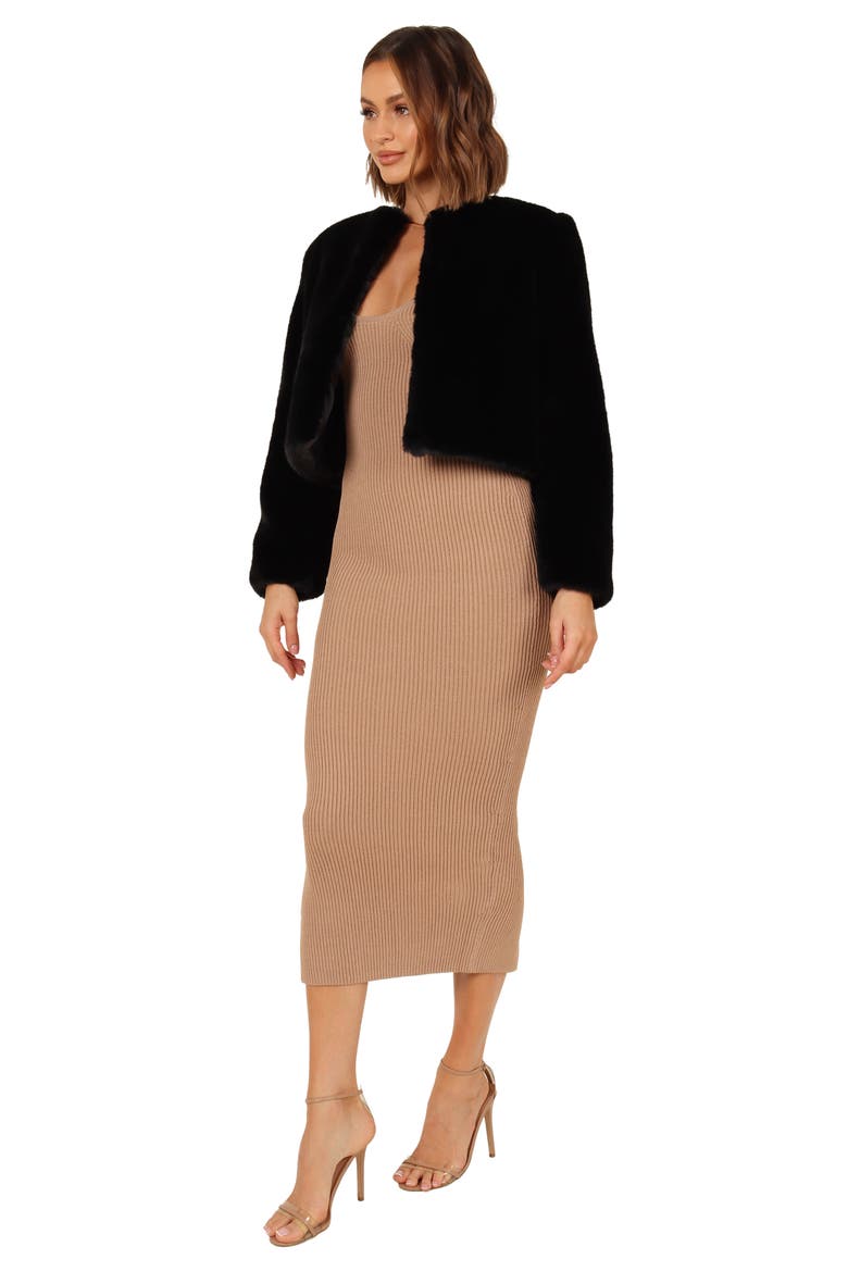 Minnie Faux Fur Jacket, Alternate, color, BLACK