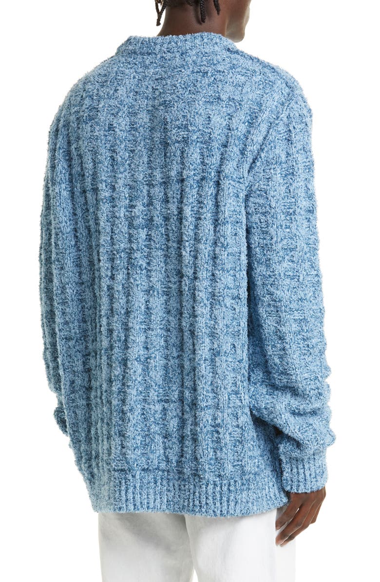 Maison Margiela Men's Crewneck Rib Cotton Blend Bouclé Sweater, Alternate, color,