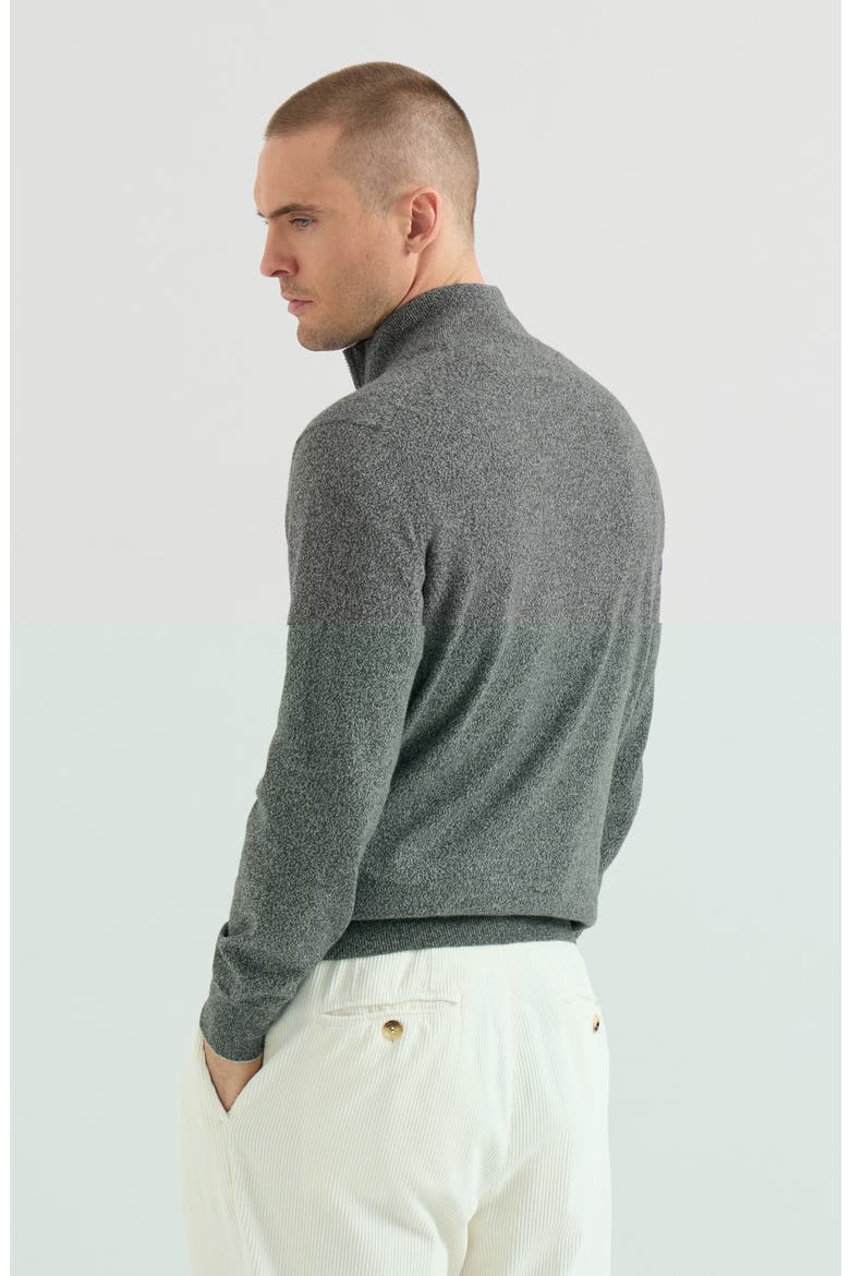 Mouliné cashmere sweater with half zip, Alternate, color, Dark Grey