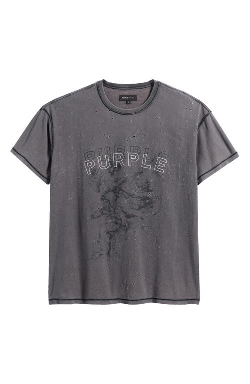 Purple Brand Distressed Inside Out Cotton Graphic T-shirt In Black