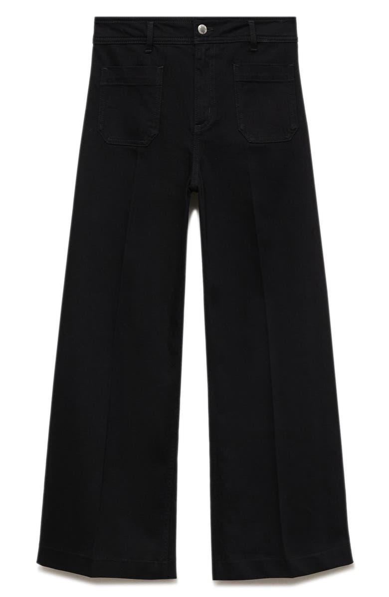 MANGO Jessie Patch Pocket Wide Leg Jeans, Alternate, color, Black Denim