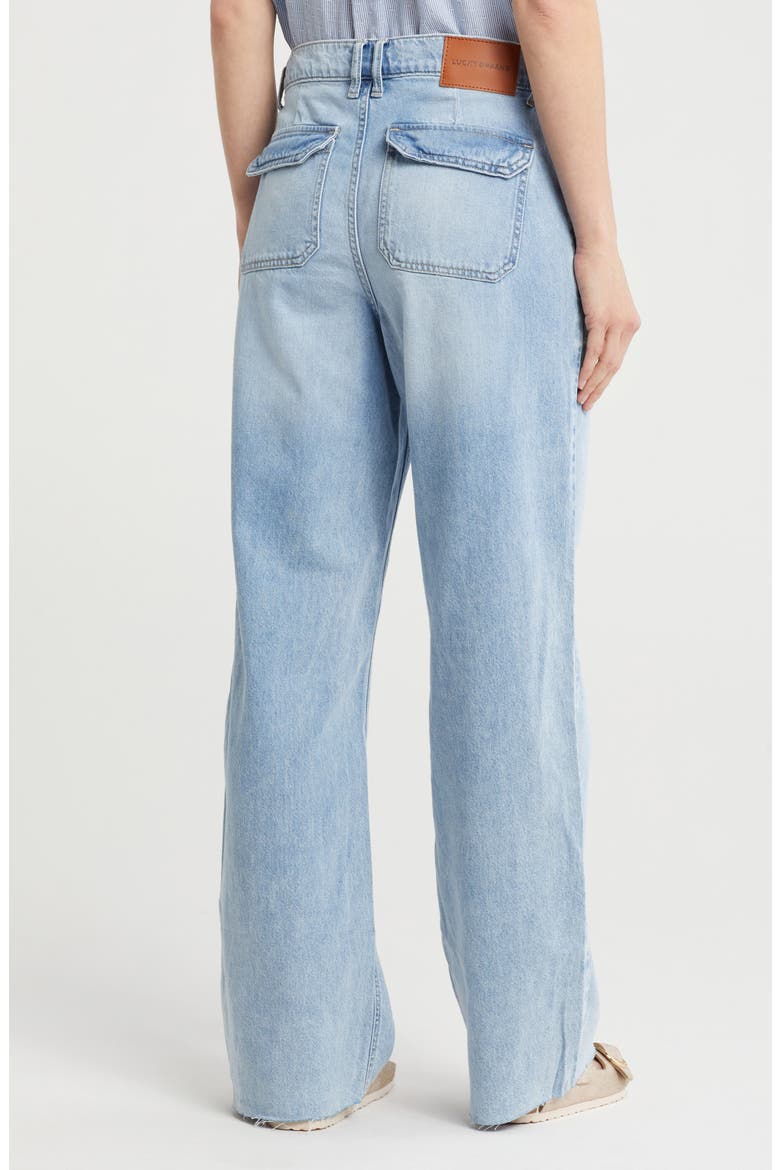 Wide Leg Raw Hem Utility Jeans, Alternate, color, LAZY CHILLS CUT