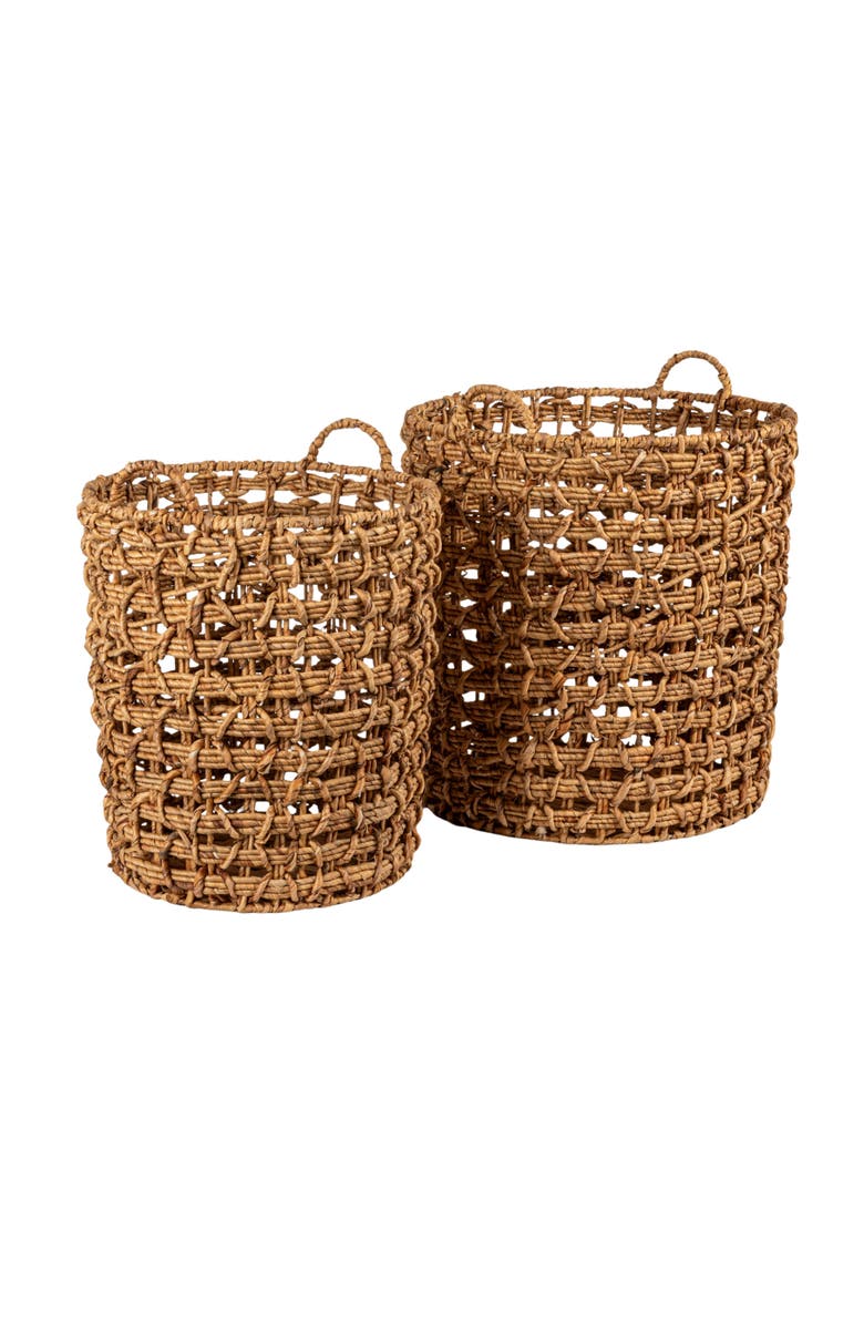 Storied Home Round Water Hyacinth Baskets, Set of 2, Main, color, Natural