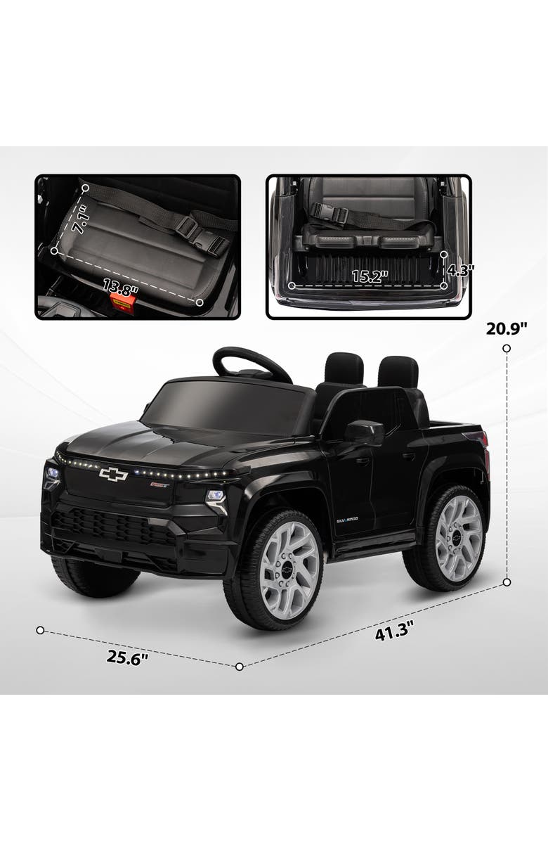 Qaba Chevrolet Silverado EV RST 12V Kids Electric Car w/ Remote, Alternate, color, Black