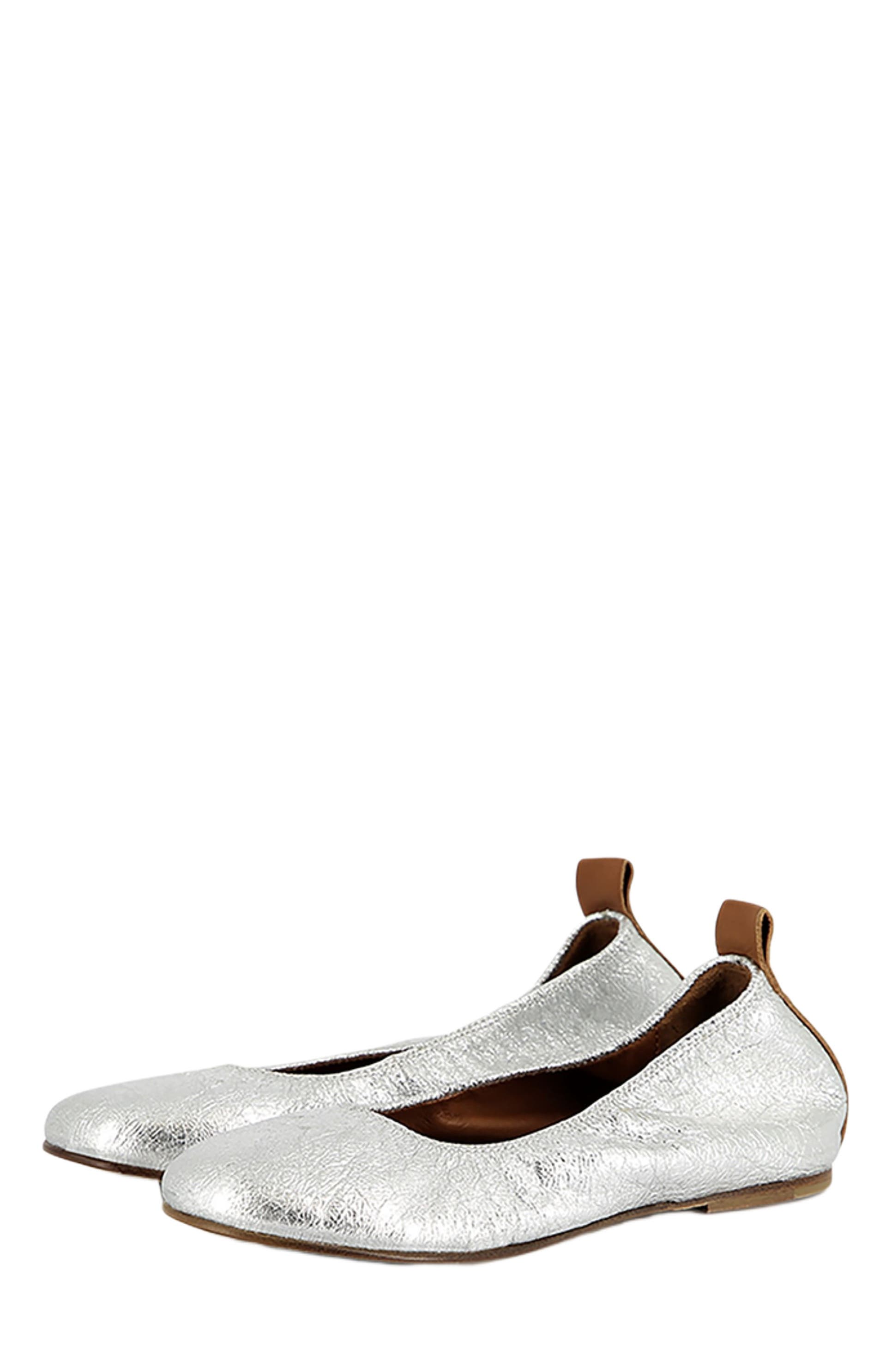 Lanvin Leather Ballet Pumps, Alternate, color, Silver