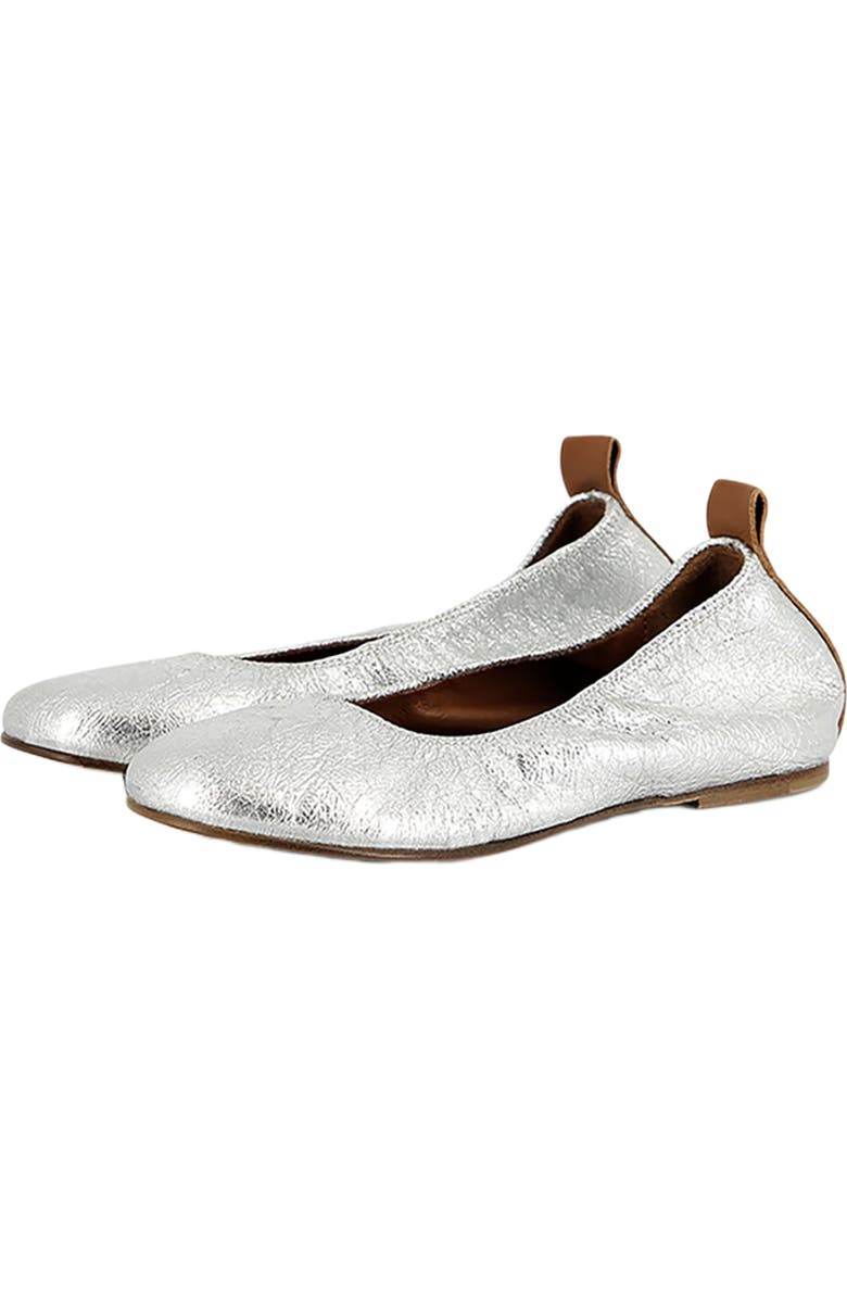 Lanvin Leather Ballet Pumps, Alternate, color, Silver