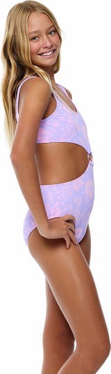 kids' Hibiscus O-Ring One-Piece Swimsuit