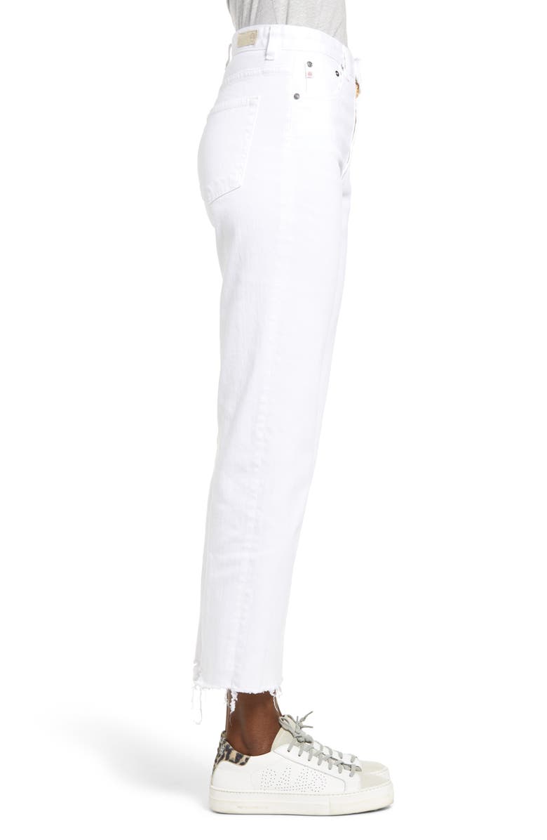 AG Alexxis High Waist Raw Hem Ankle Straight Leg Jeans, Alternate, color, White